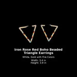 Home iron rose red boho beaded triangle earrings