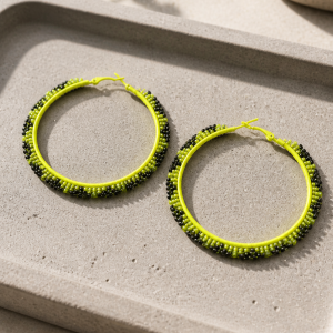 Hoop Collection Mini Hoop Lime Green and Black Earrings