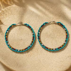 Hoop Collection Jumbo Hoop Turquoise and Sun Rise Earrings