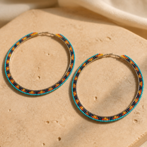 Hoop Collection Jumbo Hoop Turquoise and Sun Set Earrings