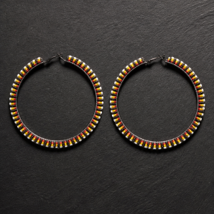 Hoop Collection Hoop Black and Fire Color Earrings