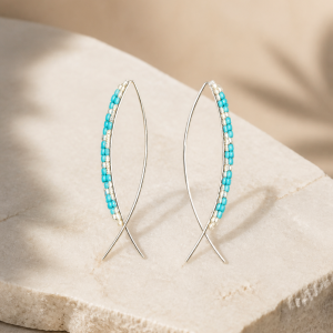 Classic Collection Cute Turquoise and Sterling Silver Dangle Threaded Earrings Cute Turquoise and Sterling Silver Dangle Threaded Earrings, that will pair with most of your everyday wardrobe.