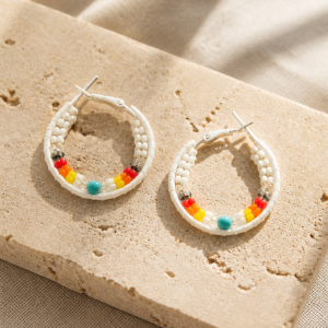 Hoop Collection Mini Hoop White Iron White and Fire Color Earrings