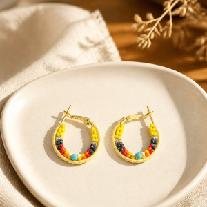 Hoop Collection Mini Hoop Yellow Iron Yellow and Fire Color Earrings