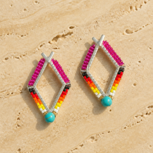Classic Collection Hot Pink Unique Diamond Shaped earrings