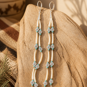 Exquisite Dentalium Aprinium Shell Tusk Dangling Earrings