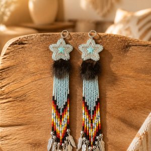 Limited Edition Stella Standing Bear Shooting Star Collection: Lightning Light Blue Shooting Stars Earrings with Fire Color