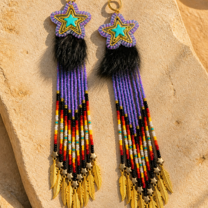 Limited Edition Stella Standing Bear Shooting Star Collection: Glamours Violet Shooting Stars Earrings with Fire Color