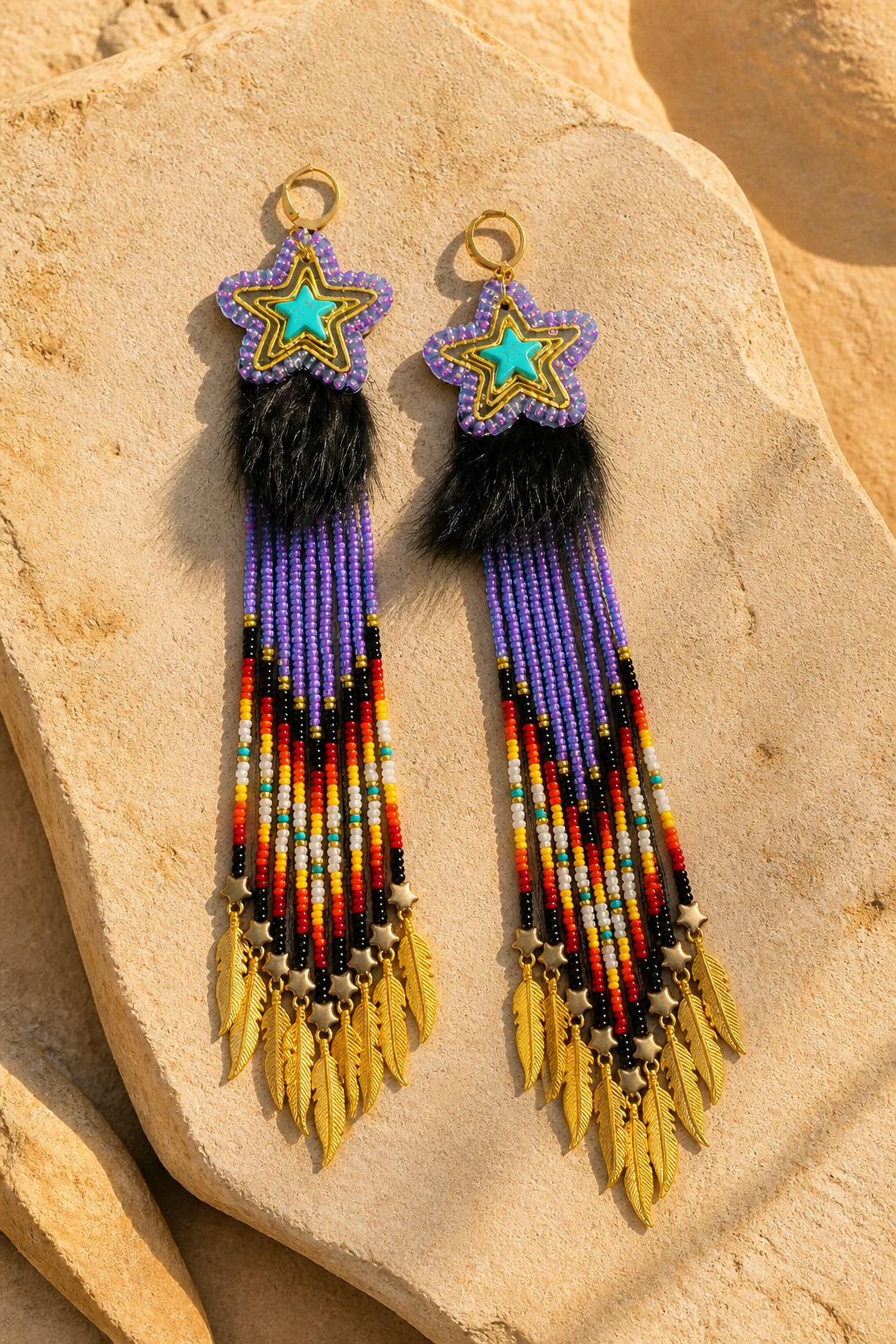 Limited Edition Stella Standing Bear Shooting Star Collection: Glamours Violet Shooting Stars Earrings with Fire Color Limited Edition Stella Standing Bear Shooting Star Collection: Glamours Violet Shooting Stars Earrings with Fire Color