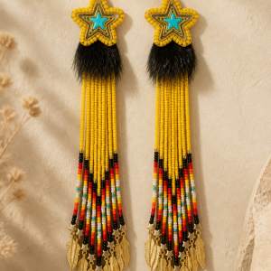 Limited Edition Stella Standing Bear Shooting Star Collection: Radiant Yellow Shooting Stars Earrings with Fire Color