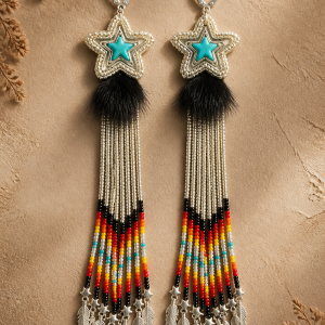 Limited Edition Stella Standing Bear Shooting Star Collection: Metallic Silver Shooting Stars Earrings with Fire Color