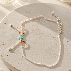 Elegant Princess Peal White Star Bow Choker