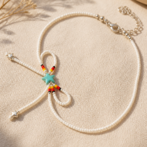 Elegant Simple Pearl White Star Bow Choker