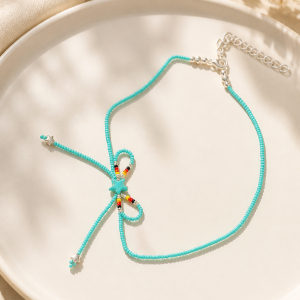 Sleek Simple Turquoise Star Bow Choker