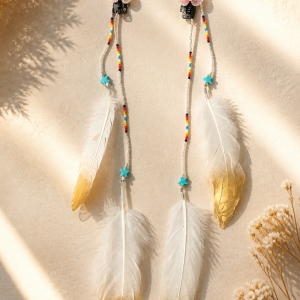 Fancy Butterfly Feather Hair Clips with Fire Color beads