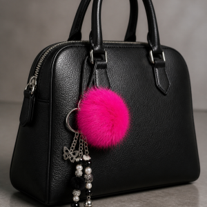 Hot Pink Glam Native Style Pom Pom Keychain