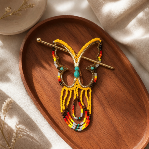 Extinguished Gold Butterfly Hair Clip with Fire Color