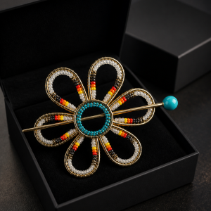 Distinguished Flower Hair Clip with Fire Color