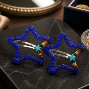 Magnetizing Royal Blue Star Hair Clips with Fire Color