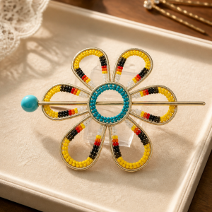 Extravagant Yellow Gold Iron Flower with Fire Colors