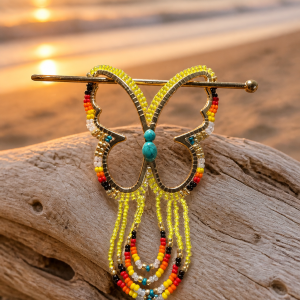 Electric Neon Green Gold Iron Butterfly with Fire Colors