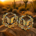 Extravagant Multi Color Gold Hoop Earrings