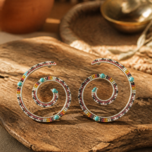 Sprial Silver Iron Navajo Basket Fire Pattern
