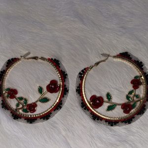 Hoop Collection Hoop Earrings Featuring Red Roses